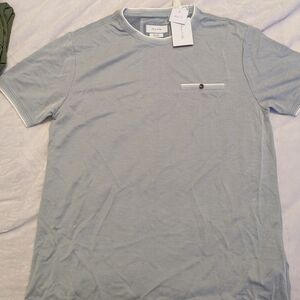 Light Blue Short Sleeve Tee with Pocket Detail